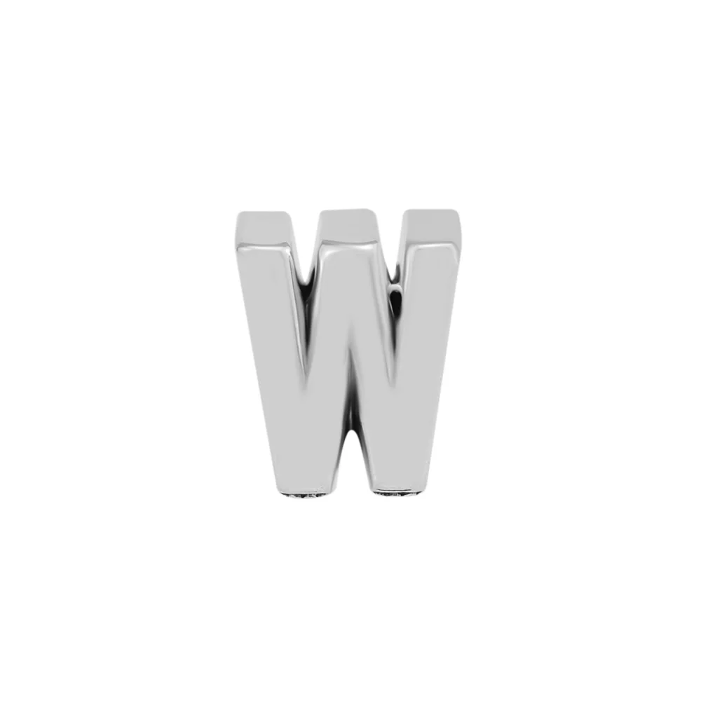 

CKK 925 Sterling Silver Letter W Charm Beads Original Fashion Jewelry Making Fits For Bracelets & Bangle