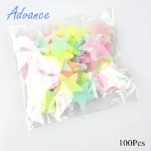 100pcs 3D Stars Glow In Dark Luminous Fluorescent Plastic Wall Sticker Home Decor Decal Wallpaper Decorative
