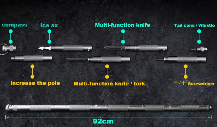 Портативный DIY Многофункциональный Кемпинг для дома автомобиль самообороны палка безопасности Пешие прогулки аварийный инструмент выживания