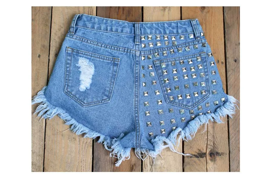 Big EURO size Ripped Shorts Women Casual Jean Shorts Girl Summer short jeans Vintage Washed Blue
