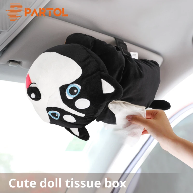 

Partol Removable Car Tissue Box Car Sun Visor Tissue Paper Holder Cartoon Auto Seat Back Armrest Hanging Paper Napkin Container