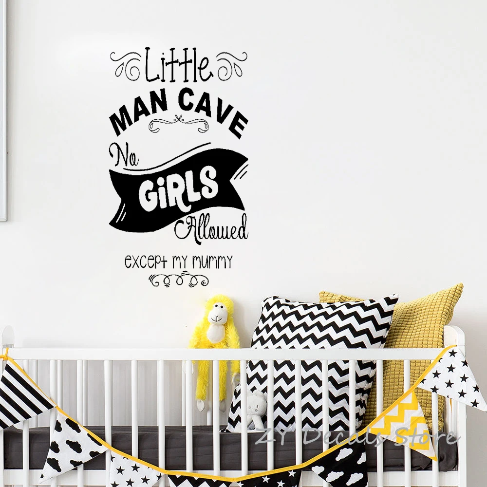 Us 7 99 25 Off Childrens Bedroom Fun Decor Wall Stickers Word Little Man Cave Nursery Door Room Decoration Wall Decal For Boys Notice Sign S765 In