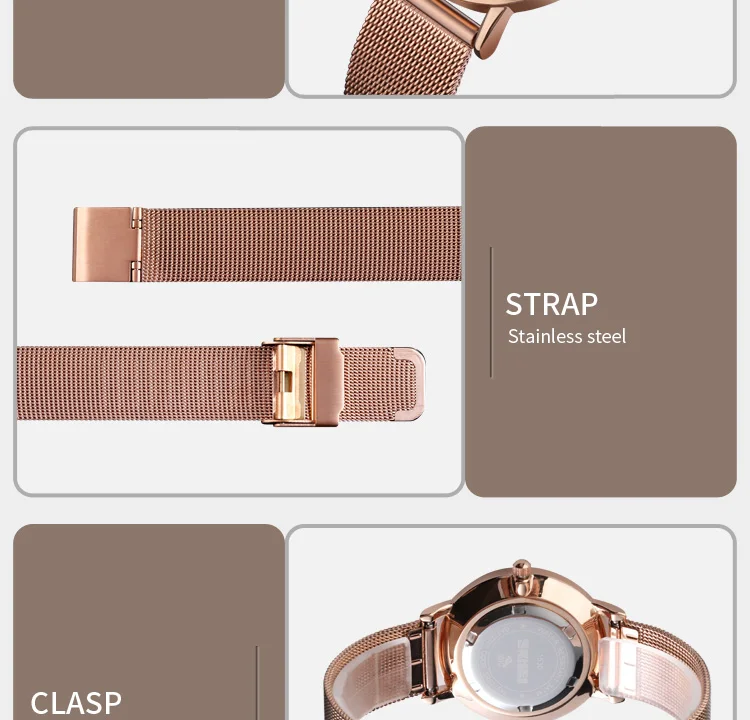 SKMEI 1530 Fashion Women Quartz Watch 3bar Waterproof Stainless Steel Watchband