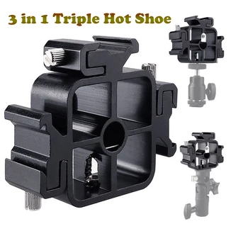

Utility 3 in 1 Camera Triple Hot Shoe Base Mount Adjustable All-metal For Flash Holder Light Lamp Stand Umbrella Bracket Adapter