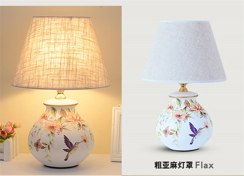 Tecido de Cerâmica Chinês Arte Candeeiro Mesa Estudo Sala Estar Quarto Lâmpada Cabeceira Casa Deco Rural Simples Porcelana Luzes 8 deco rural simples lâmpada porcelana luzes