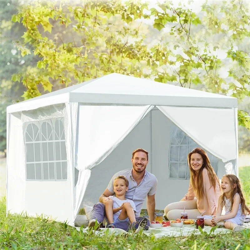 

10' x 10' Outdoor Furniture High Quality White Side Walls Canopy Party Wedding Tents Shades Shed Gasebos OP3592