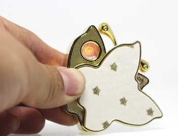 

2PCS/LOT Metal butterfly Shaped with PU cover USB Rechargeable Electronic Cigarette Lighter
