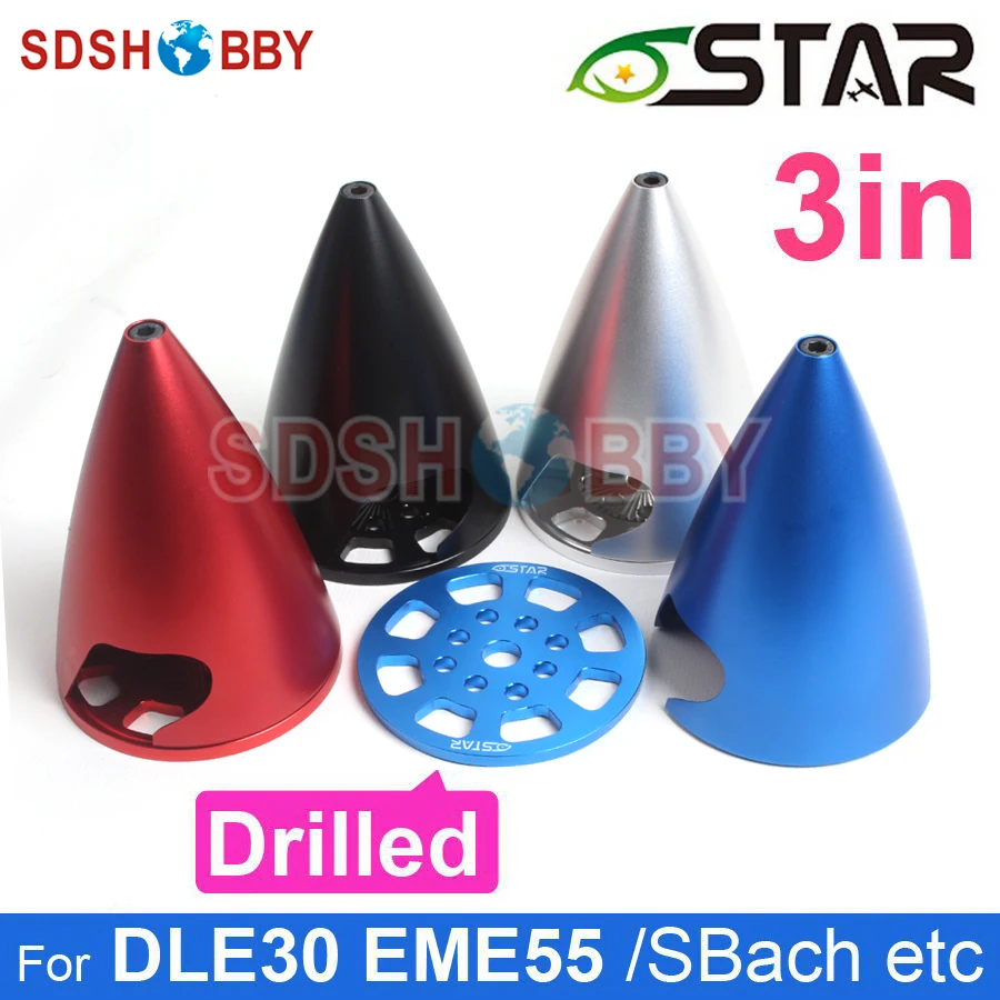 

6STARHOBBY 3in/76mm Pointed Aluminum Alloy Spinner with Drilled &CNC Anodized Process for DLE30 EME55 /Sbach Airplane etc