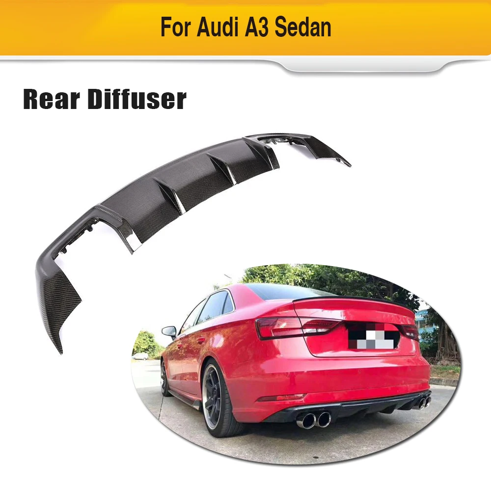 

Rear Diffuser for Audi A3 Sedan 2017 2018 2019 Standard Non S3 Sline Carbon Fiber Bumper Lip Spoiler Quad outlet Car Styling