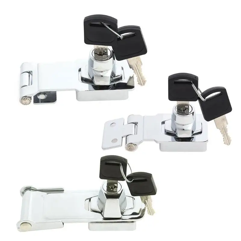 

1PC Silver Lock Chromed Plated Zinc Alloy Drawer Cabinet Box Desk Hasp Lock with 2 Keys (2.5/3/4inch) For Furniture Hardware