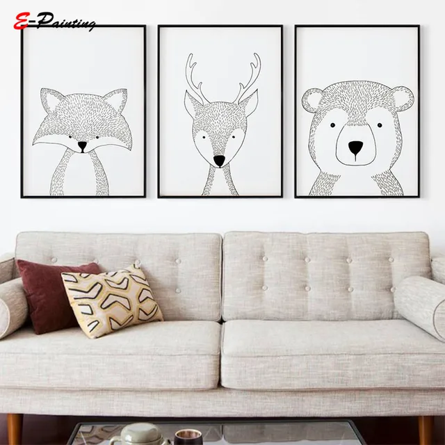 Us 3 95 21 Off Aliexpress Nordic Canvas Wall Art Painting Woodland Nursery Prints Boys S Animal Black And White Sketch Print Poster Us 3 95 21 Off Aliexpress Nordic Canvas Wall Art Painting Woodland Nursery Prints Boys S Animal Black And White Sketch Print Poster