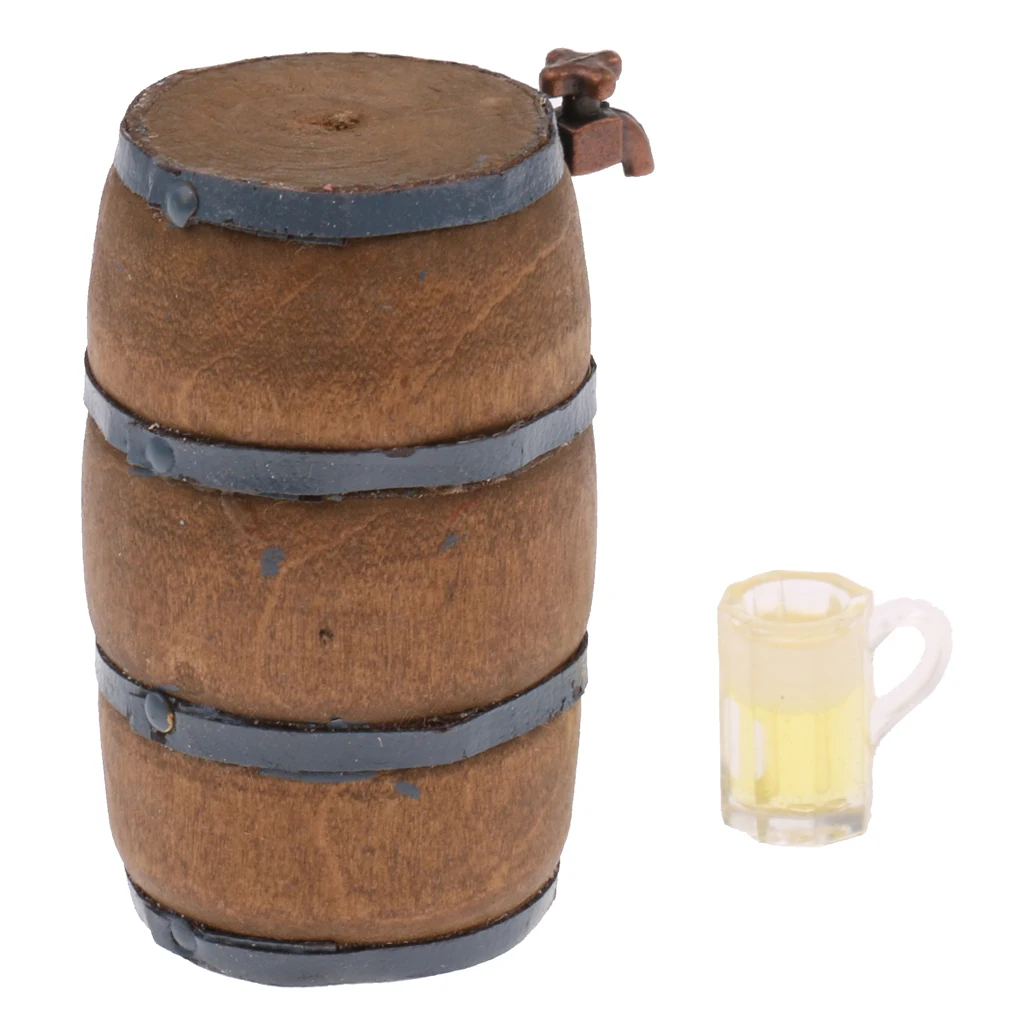 

Dollhouse Miniature Beer Barrel Beer Cask Beer Keg Wine Glass 1:12 Scale