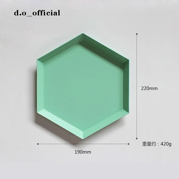 S size Colorful polygonal desktop combination storage tray Nordic geometric diamond metal hexagonal tea tray stainless steel 5