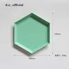 S size Colorful polygonal desktop combination storage tray Nordic geometric diamond metal hexagonal tea tray stainless steel 5