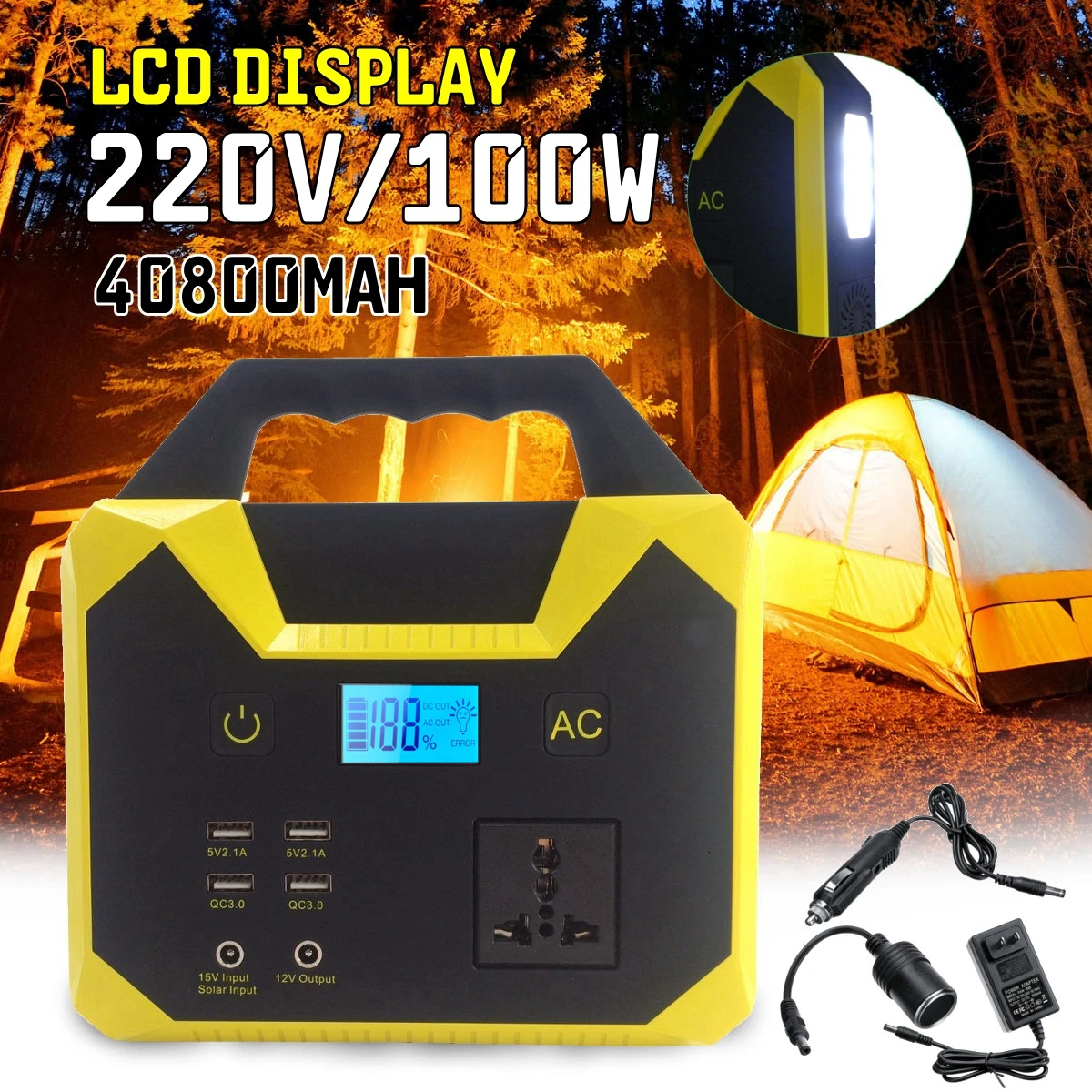 

UPS Portable Generator Power Supply 220V 40800mah 150WH 200W 15A Solar Energy Storage USB Charger Portable Power Solar Generator