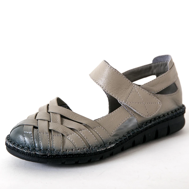 

Abedake brand woman sandals Hollow casual Shoes Flat Anti-slip leather sandals woman shoes Soft bottom platform woman's sandals
