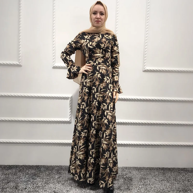 Buytiz печати Бохо креп ОАЭ повседневные мусульманские abaya макси длинные халаты кимоно Рамадан Арабская, Дубай Кафтан Исламская, молитвенная одежда