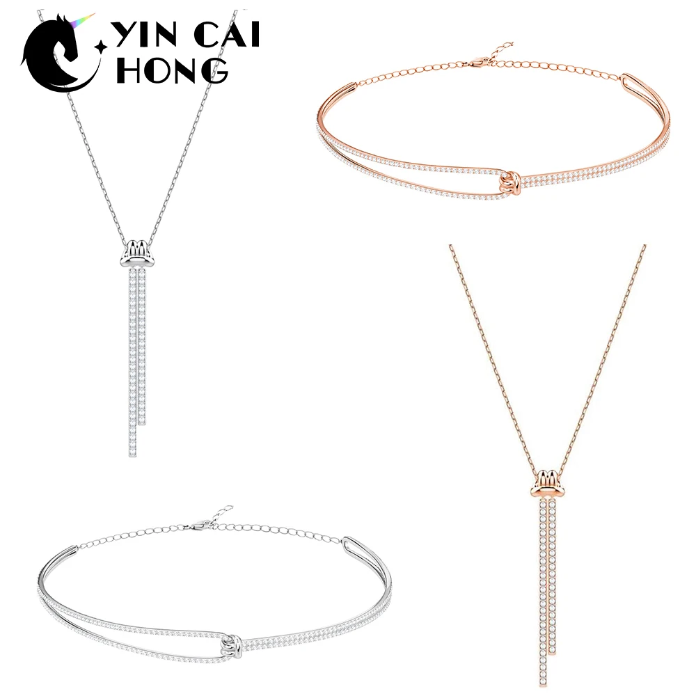 

YCH LIFELONG Y-Necklace Knotted Design Short Clavicle Chain Eye-catching Neck Necklace Kinked Design Symbolizes Eternal Rose