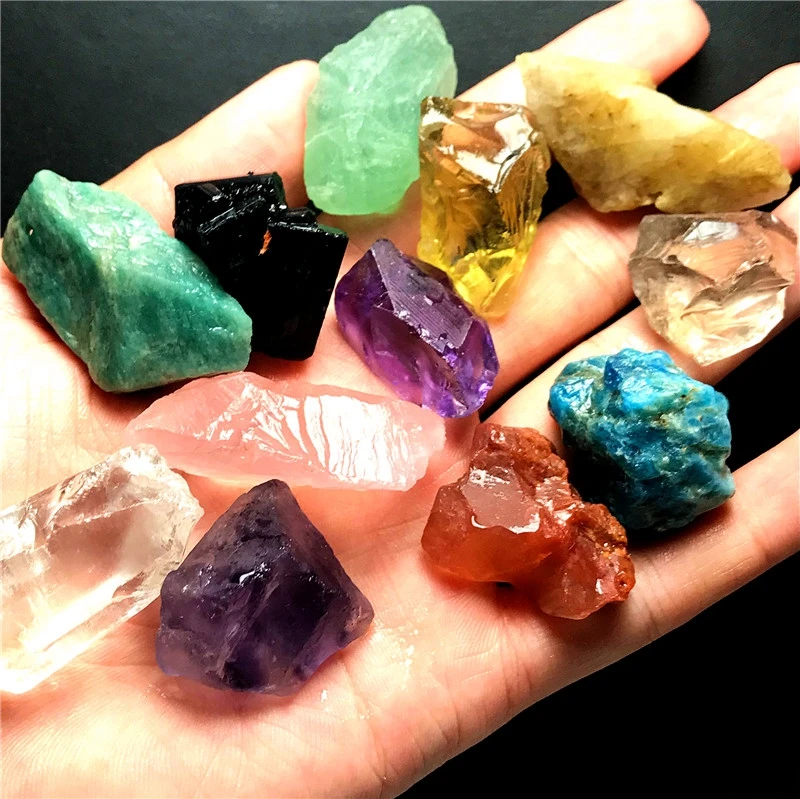 

10pc Natural rough stone amethyst citrine fluorite quartz crystal raw gemstone specimen necklace healing Kit