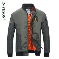 Новое поступление бренд IN-YESON Толстая куртка-бомбер мужская осень зима армейская Военная Парка мужская Письмо Вышивка полет пилот куртка