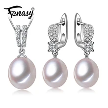 FENASY Ювелирные наборы из натурального жемчуга, ожерелье с кулоном для женщин, серьги с жемчугом, серьги-капли, хорошее ювелирное изделие