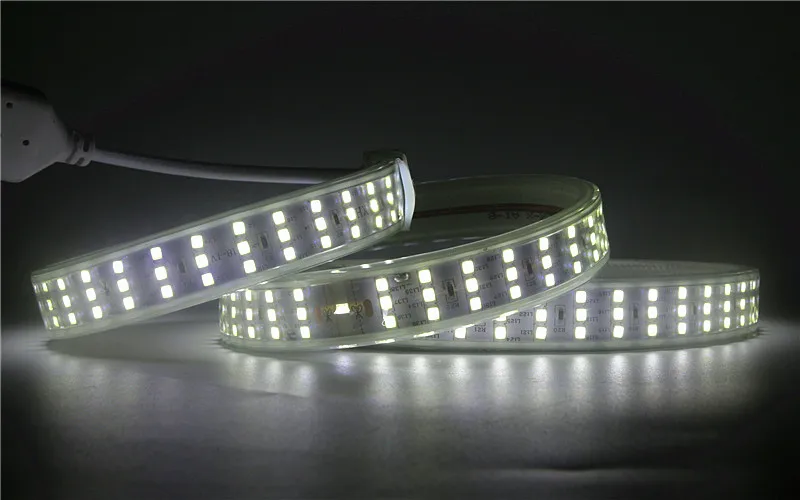 AC 220 V 2835 SMD 276 светодиодный s/m полосы света трехрядные ширина 20 мм белый/теплый белый водонепроницаемый IP67 гибкий светодиодный свет ленты