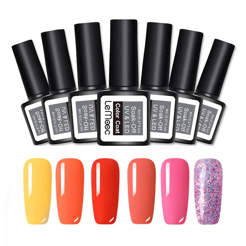 Set 19 LEMOOC 6 шт./компл. 8 мл однородного цвета для ногтей гель блеск польский UV Soak Off стойкий гель для ногтей UV гель Лаки лаковое гелевое покрытие для ногтей - Цвет: Set 19