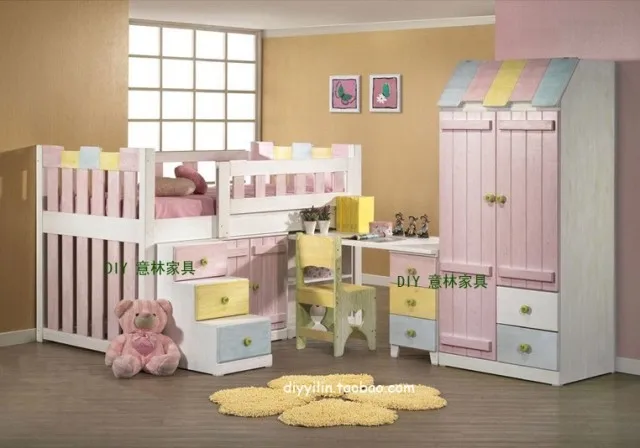 Pine Wood Furniture Kits Child Student Kids Wardrobe Closet High