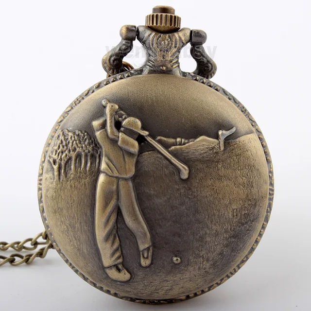 Antique steampunk Vintage Copper Elegant Design Quartz Chain Golf Pocket Watch C Antique steampunk Vintage Copper Elegant Design Quartz Chain Golf Pocket Watch C