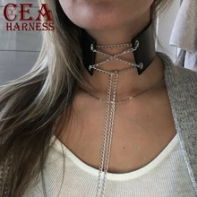 CEA. Жгут платье для выпускного вечера портупея с чокером ручной работы кожаная подвязка с цепным поясом широкие ремни шеи подтяжки Ограничения Связывание