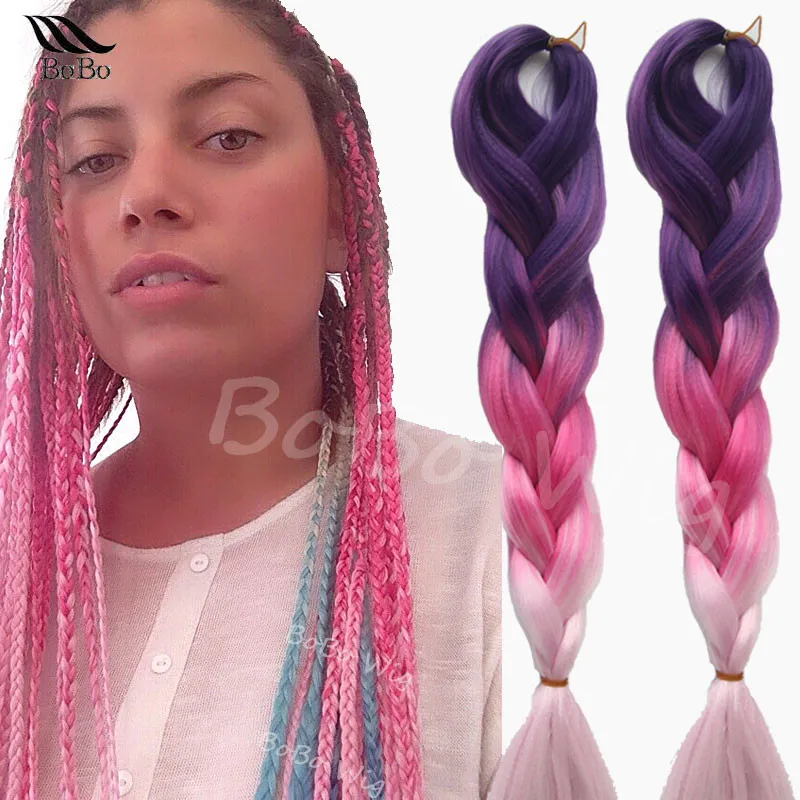 24" ombre kanekalon jumbo braiding hair colors three tone ...