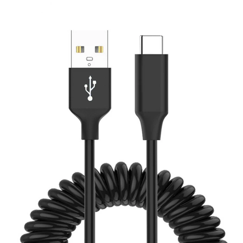 

USB C Cable USB Male To Type-C Male Telescopic Spring Data Line 2.4A Fast Charge Data Cable For Xiaomi Mi8 5 USB Type-C Cord