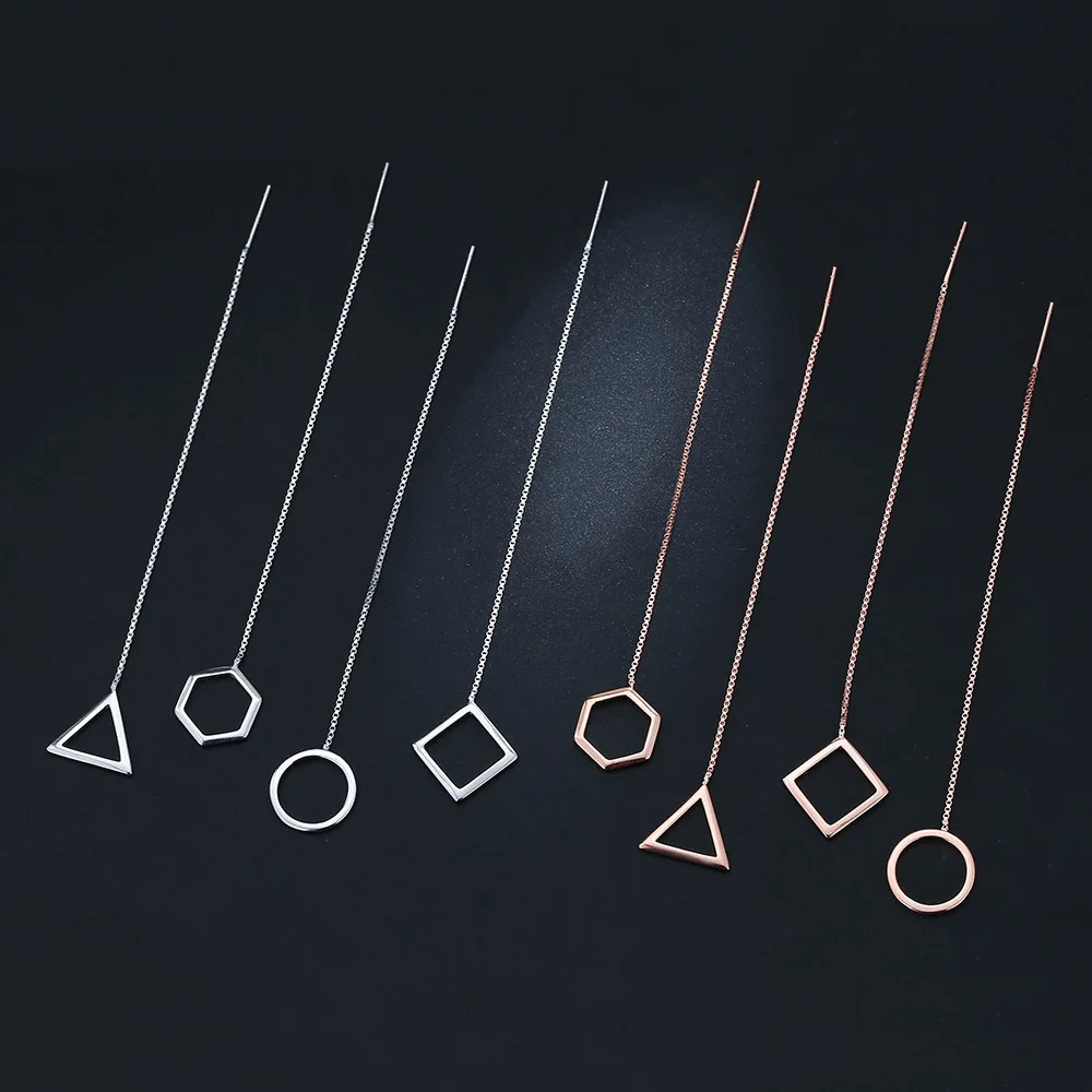 

NEW 925 Silver & Rose Gold Hollow Circle Earrings For Women Wedding Party Jewelry Fashion Geometry Ear Line Wholesale
