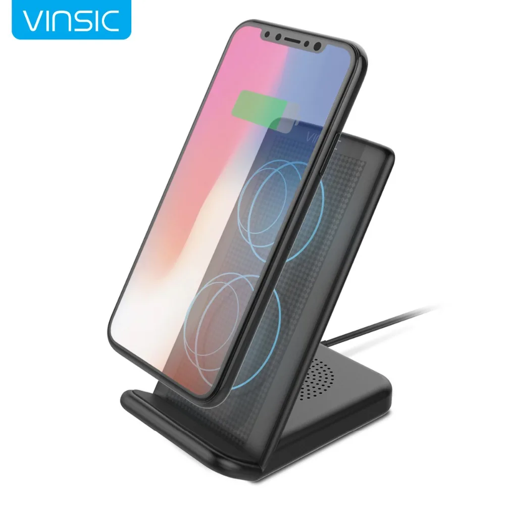 Внешний аккумулятор Vinsic стенд 15 Вт Беспроводной QC 3 0 Зарядное устройство с 2