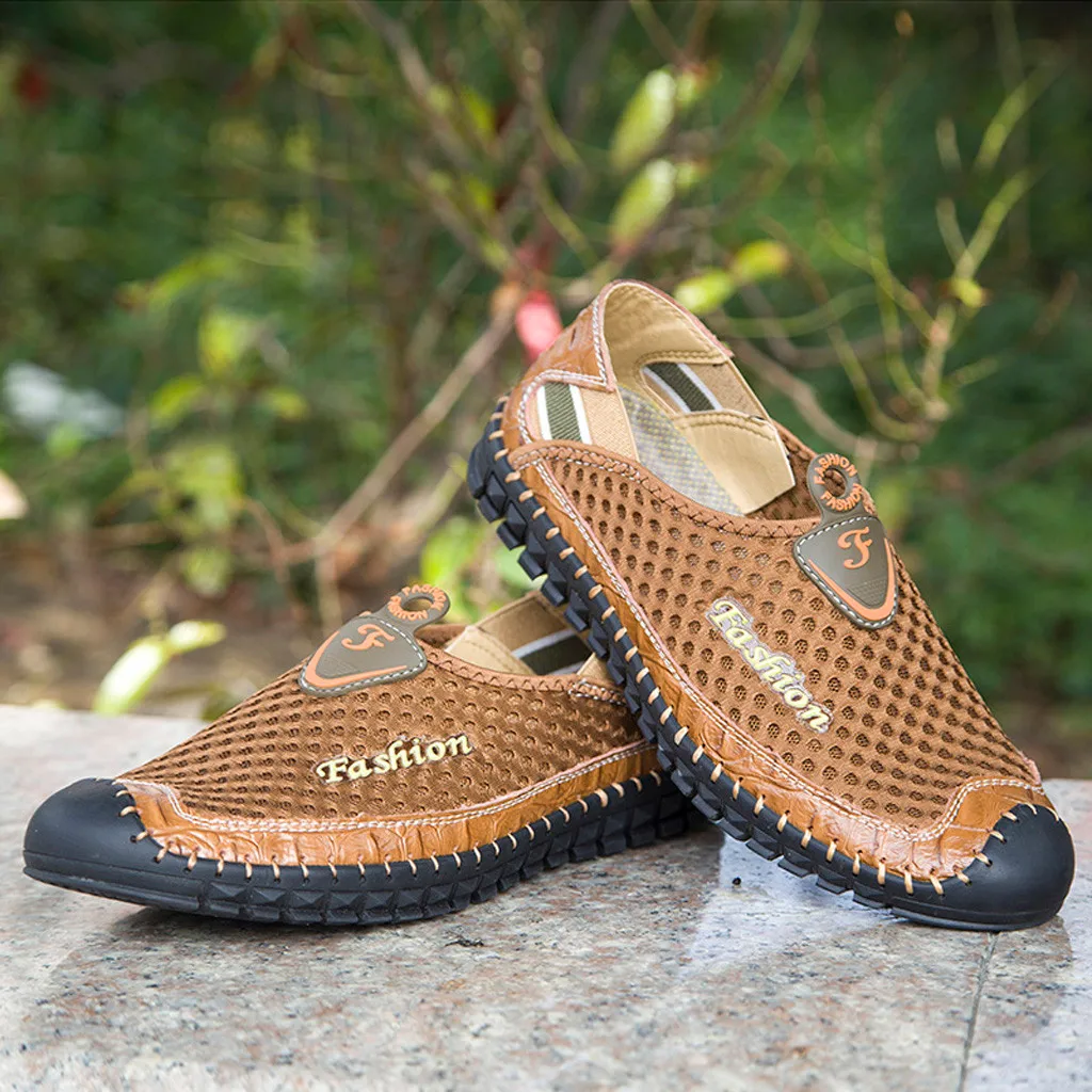 KANCOOLD Men Vulcanize Shoes Solid Slip-On Mesh Breathable Platform Men Shoes Comfortable Light Big Size Men Shoes Dropship 7132
