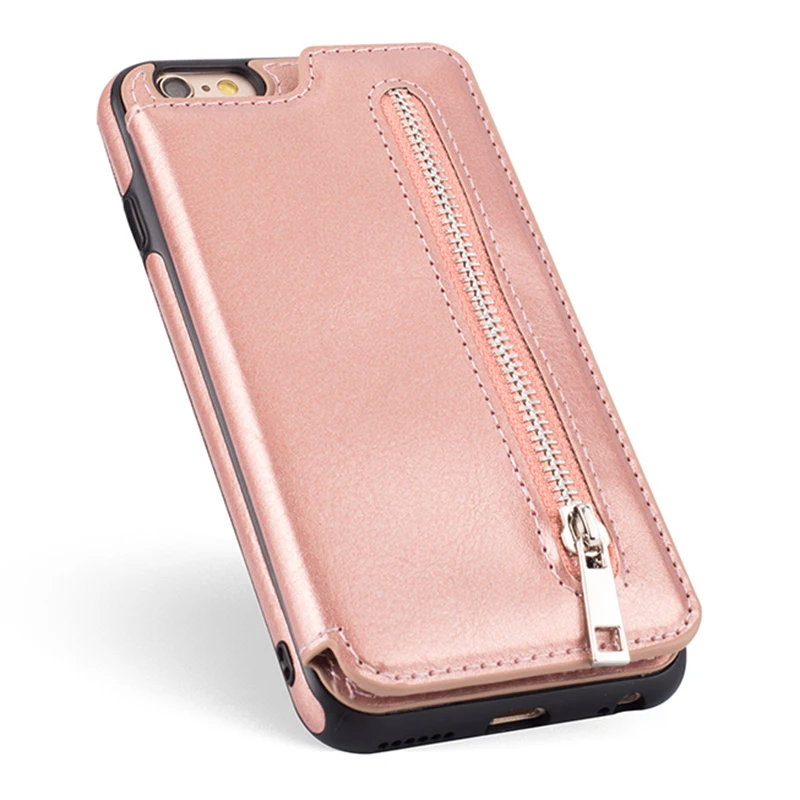 Роскошный чехол книжка из искусственной кожи на молнии для iPhone 6 6s 7 8 Plus X XS Max XR