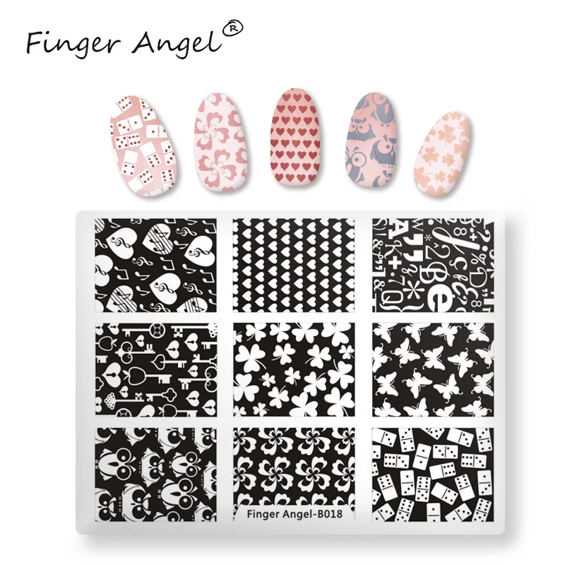 Finger Angel 1PCS Nail Art Stamping Plates Flower Pattern Image Plate Hot Sales Rectangle Printing Template Mix Designs