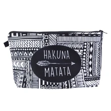 Fashion Cosmetic Bag 3D Printing Hakuna Black Neceser Portable Make Up Bags Case Organizer Bolsa feminina Travel Toiletry Bag