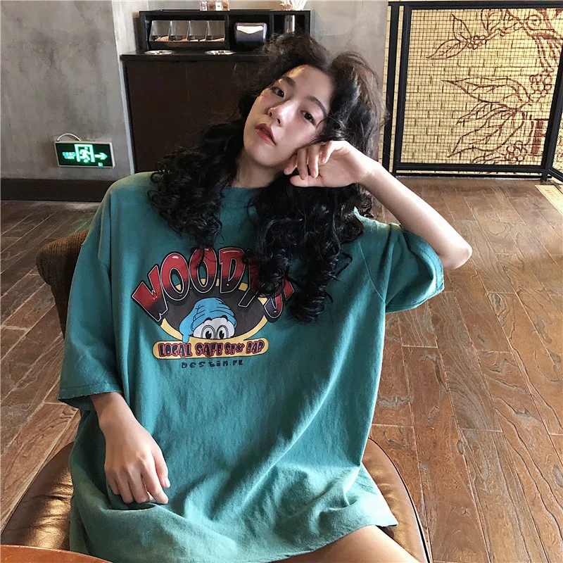 T-shirts Women Cartoon Printing Leisure Soft Loose Streetwear Tees Womens Funny T Shirt Female Harajuku Summer Clothing Girls
