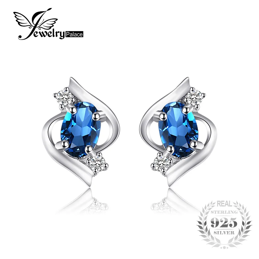

1.00ct Oval Cut Natural London Blue Topaz Earring 925 Sterling Silver Fine Jewelry For Women Wedding Gift Brand Fine Jewels