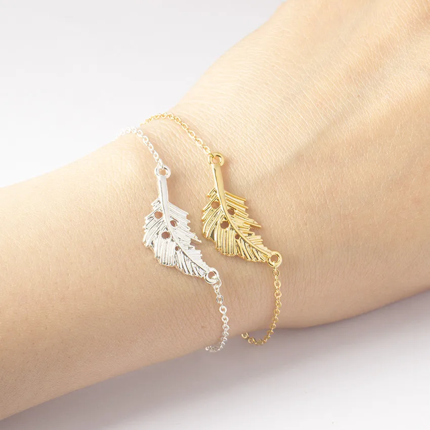 

GORGEOUS TALE New Hollow Out Leaf Shape Silver Color Leaf Bracelet friendship Mother and Child Daughter Jewelry Gift 2019