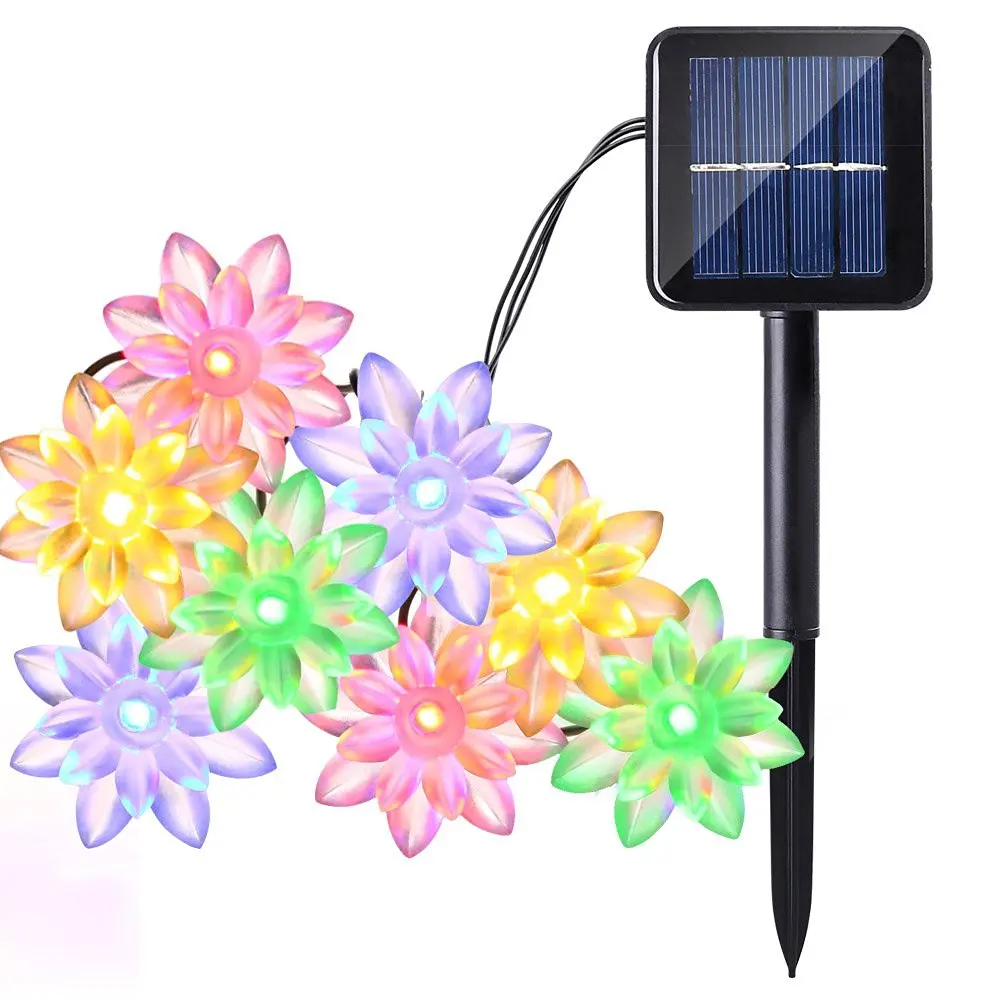 19ft solar string light 30 led lotus flower lighting light on lotus