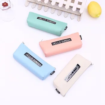 

Simple solid color pencil case school pencil case bag PU stationery bag storage bag Cosmetic Bag
