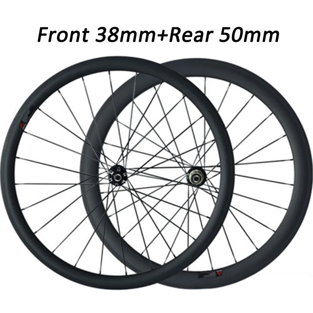 Flash Deal OZUZ Carbon Wheels 700C 3K 23mm wide road Disc Brake Wheelset 24mm 38mm 50mm depth Clincher Tubular road Cyclocross Disc Wheel 1