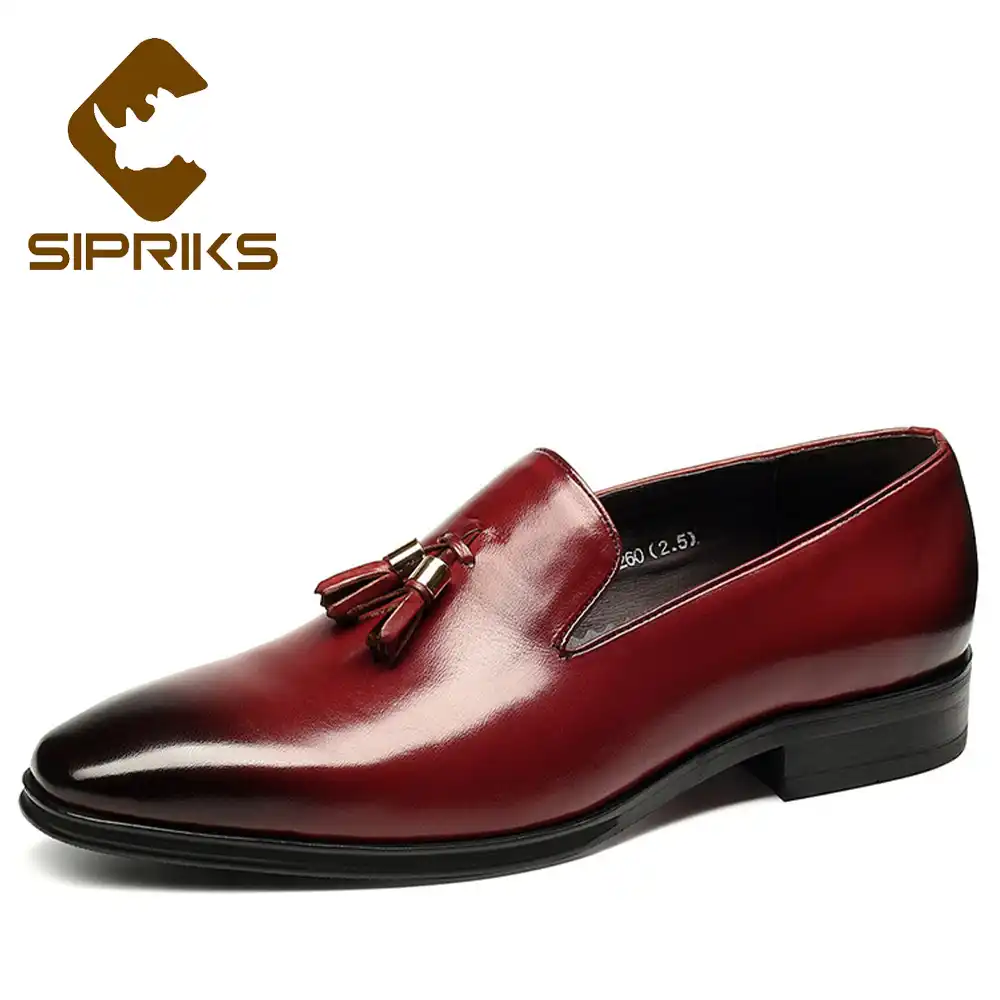 mens burgundy slip on dress shoes