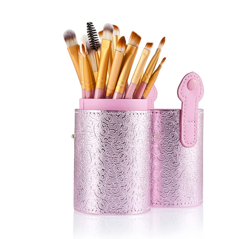 

Hot Multifunctional Pen Makeup Storage Jars Container Case Household Table Dustproof Leather Cylinder Brush Case Storage Gadgets