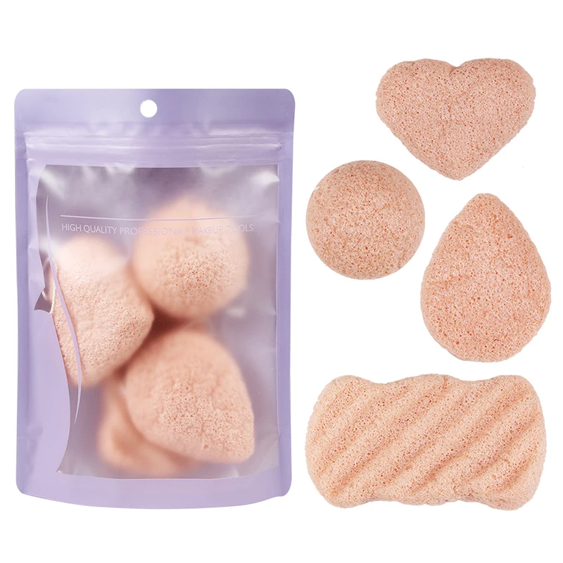 4 шт./компл. из мягкой натуральной аморфофаллус коньяк слоеного лица Уход за кожей лица очищения стиральная губка для отшелушивания очищающий спонж