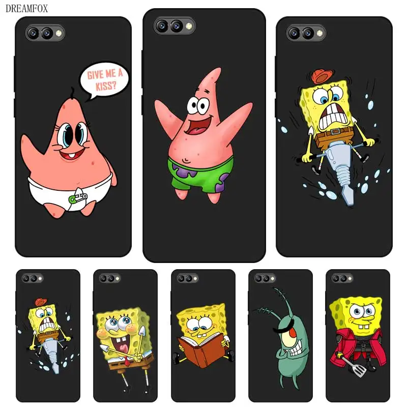 

P205 Spongebob Squarepants Black Silicone Case Cover For Huawei Honor 6A 6C 6X 7A 7C 7S 7X 8 Lite Pro