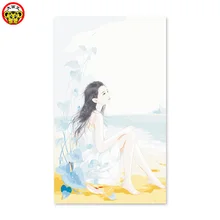 Картина по номерам художественная краска по номеру жажда ждать, чистая азиатская Девочка Лето маленькая свежая девочка Иллюстрация Рыба чаша красное золото