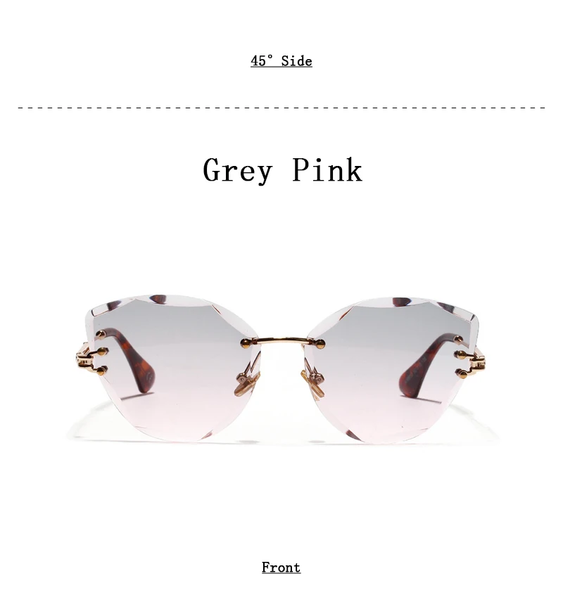 Женские солнцезащитные очки "кошачий глаз", нестандартные полигональные очки без оправы, прозрачные женские солнцезащитные очки 5276T